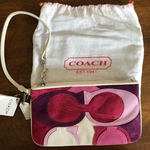 Coach wristlet suede